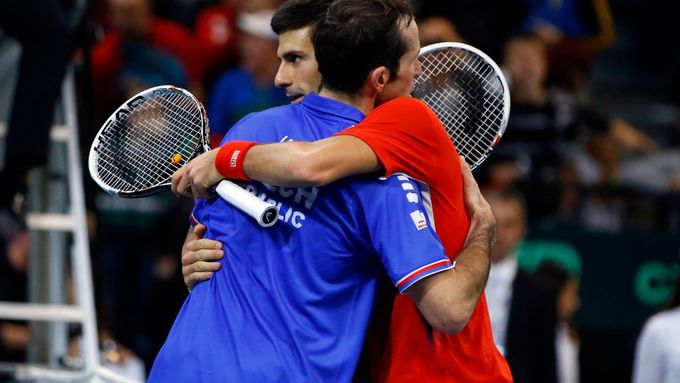 Radek Štěpánek a Novak Djokovič v Davis Cupu