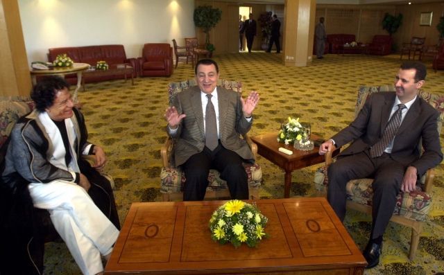 Muammar Kaddáfí, Husní Mubarak a Bašár Asad 2003