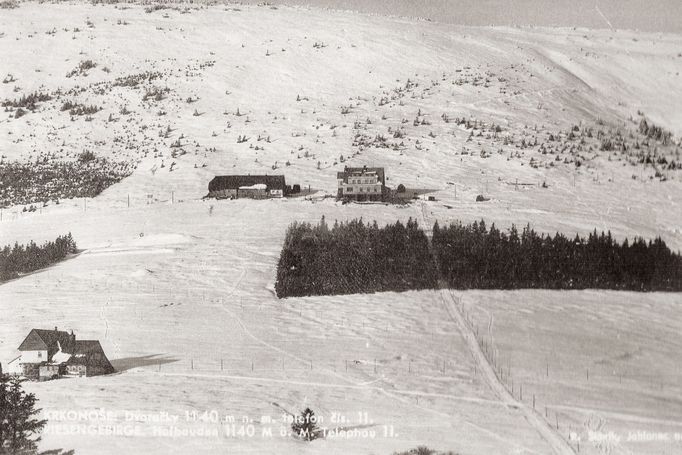 Dvořačky v Krkonoších. Historická fotografie, nedatováno.