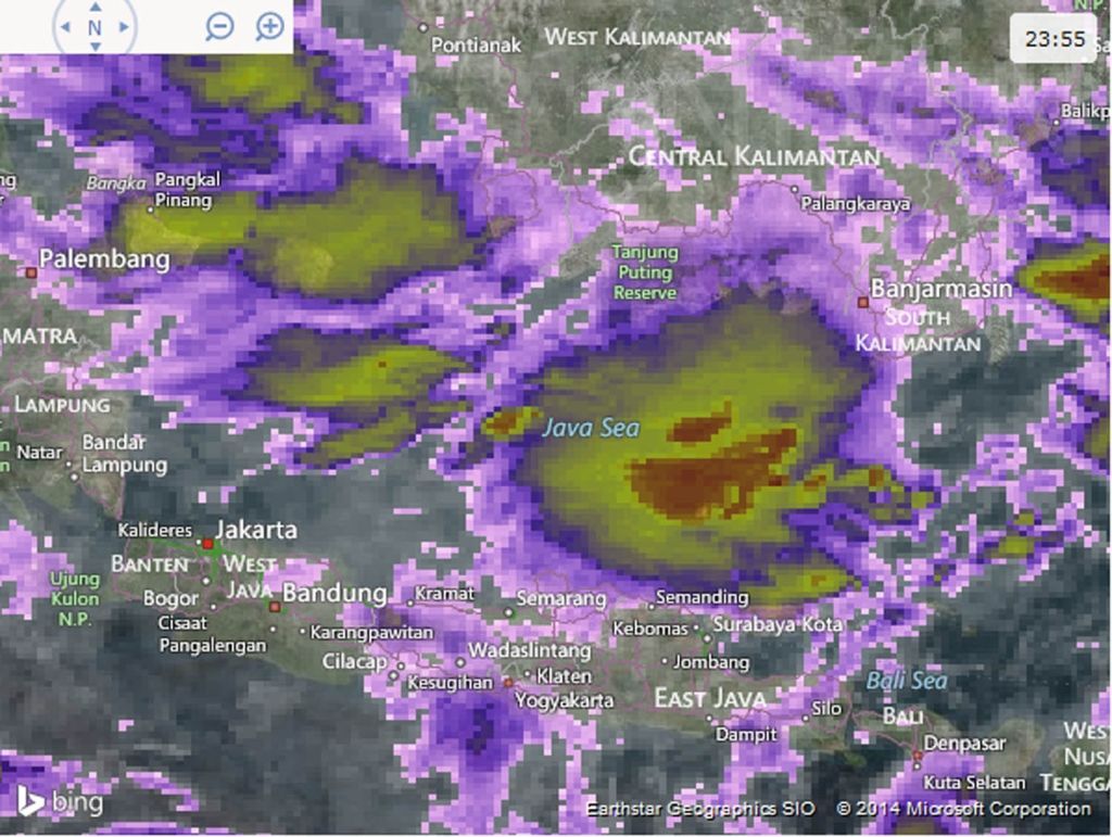 radar air indonesia bouře katastrofa