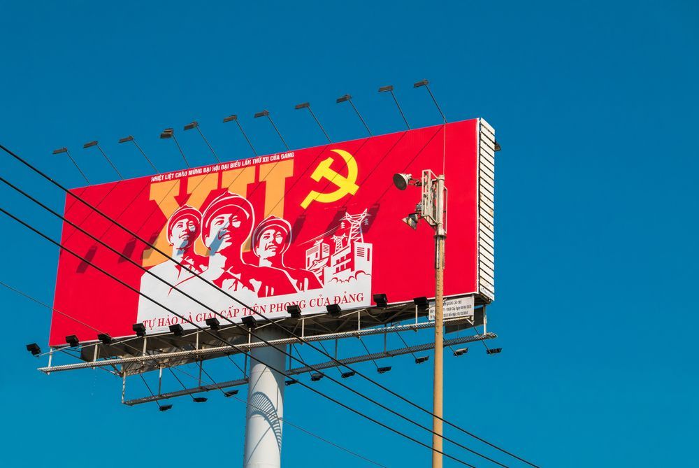Vietnam Hanoj komunismus billboard