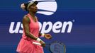 Tennis - U.S. Open - Flushing Meadows, New York, United States - August 29, 2023 Venus Williams of the U.S. reacts after losing her first round match against Belgium's Gr