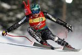 Američan Bode Miller na trati superobřího slalomu v rámci mistrovství světa sjezdařů ve švédském Aare.