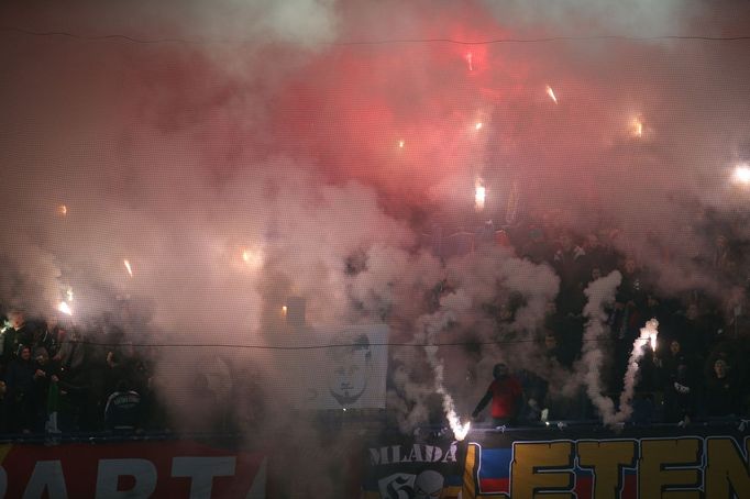 Fanoušci Sparty v ligovém zápase Sparta - Jablonec.