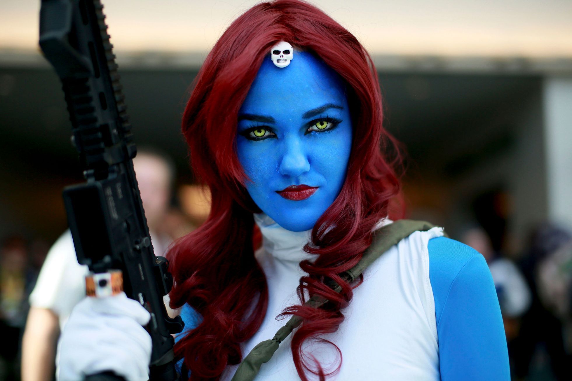 Allie Shaughnessy, who is dressed as Mystique, during the 2014 Comic-Con International Convention in San Diego, California