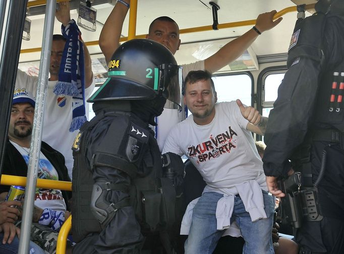 Fanoušci Baníku Ostrava na výjezdu v Brně během 1. kola sezony 2017/18