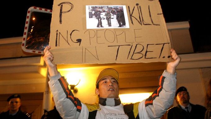 A participant of the recent pro-Tibet demonstration in Prague