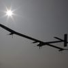 A Solar Impulse aircraft takes off at Payerne airport May 24, 2012. The Solar Impulse HB-SIA prototype aircraft, which has 12,000 solar cells built into its 64.3 metres (193 feet) wings, attempted its first intercontinental flight from Payerne to Rabat in Morocco with a few days for a technical stop and a change of pilot in Madrid. This flight will act as a final rehearsal for the 2014 round-the-world flight. REUTERS/Denis Balibouse (SWITZERLAND - Tags: TRANSPORT SCIENCE TECHNOLOGY SOCIETY) Published: Kvě. 24, 2012, 7:22 dop.
