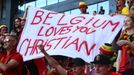 Fanoušci Belgie a jejich podpora Christianu Eriksenovi