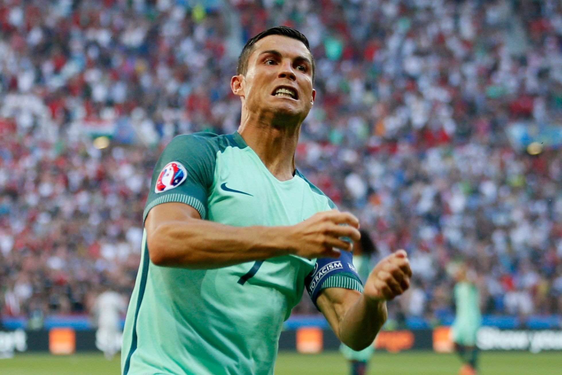 Euro 2016, Portugalsko-Maďarsko: Cristiano Ronaldo slaví gól