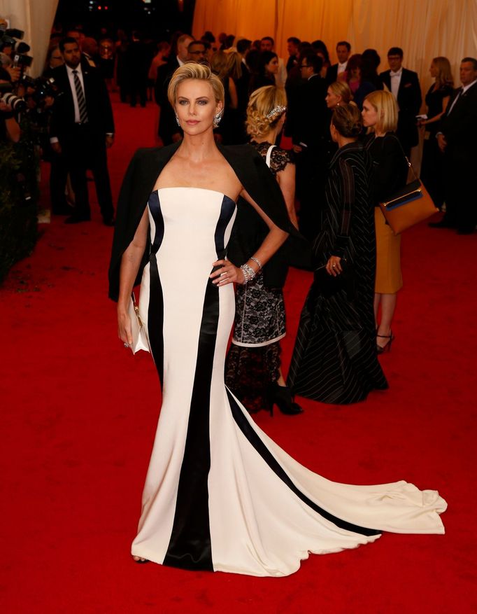 Actress Charlize Theron arrives at the Metropolitan Museum of Art Costume Institute Gala Benefit celebrating the opening of &quot;Charles James: Beyond Fashion&quot; in N