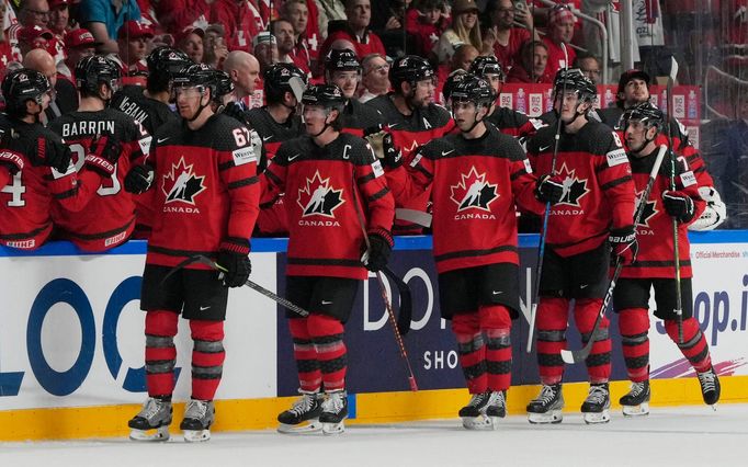 Radost Kanady v zápase Kanada - Švýcarsko na MS 2023