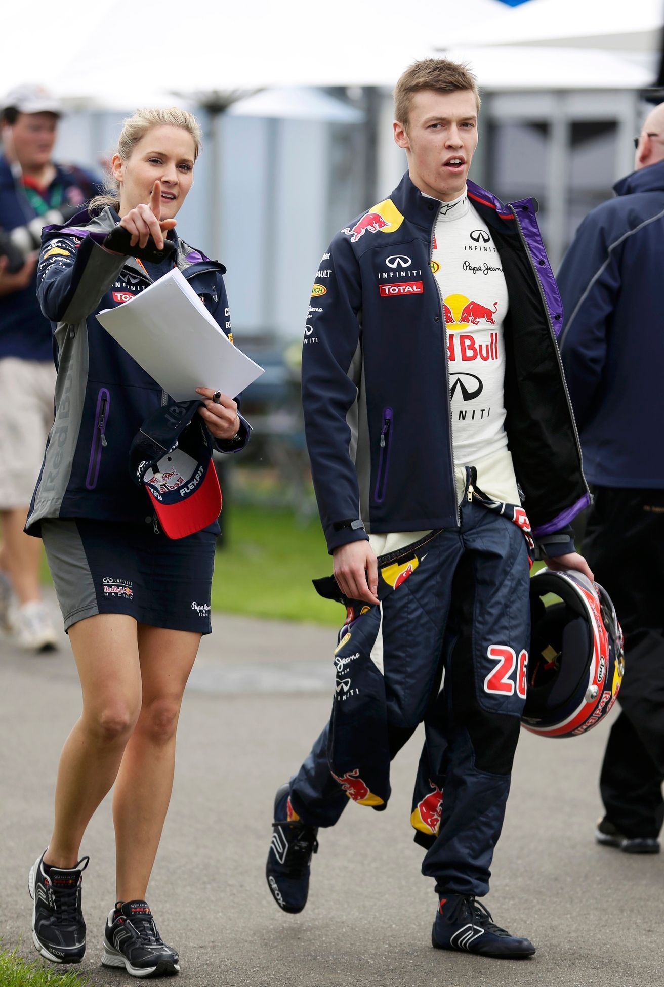 Red Bull Formula One driver Daniil Kvyat of Russia arrives for a photo session before the Australia Formula One Grand Prix, at Melbourne's Albert Park Track