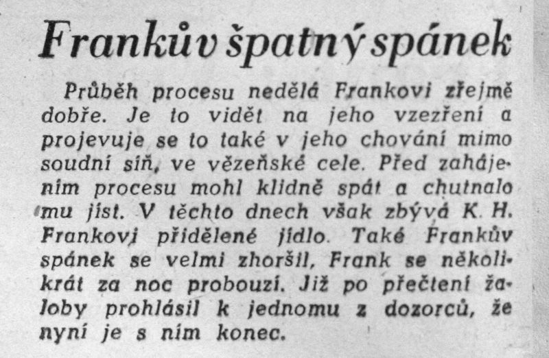 Mladá fronta, sobota 6. dubna 1946 - poznámka