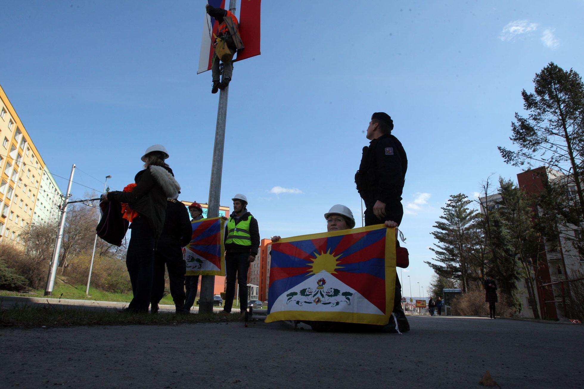 Tibetské vlajky na Evropské