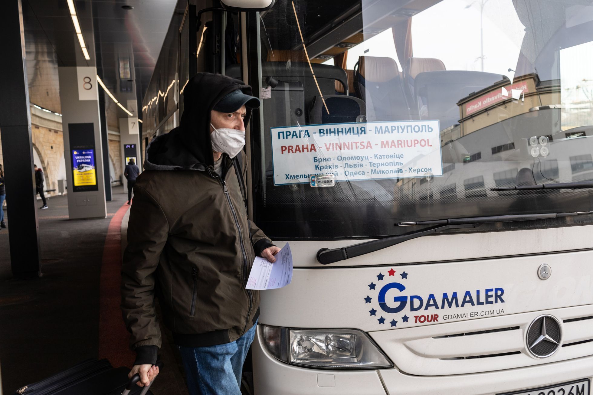 Ukrajinci, Florenc, Praha, autobus