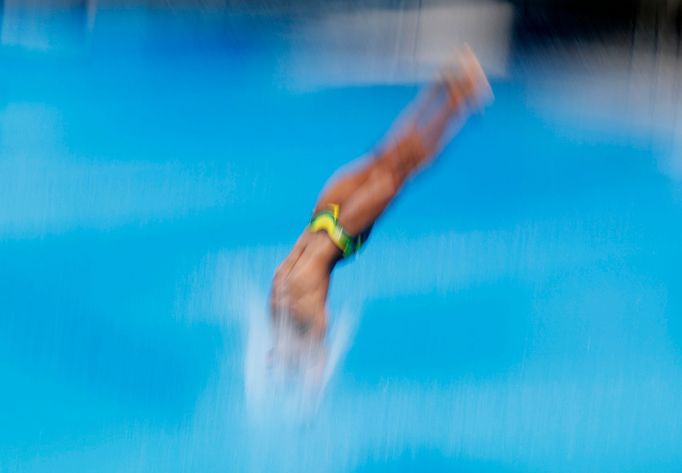 Diving - FINA Diving World Cup 2021 and Tokyo 2020 Olympics Aquatics Test Event - Tokyo Aquatics Centre, Tokyo, Japan - May 6, 2021 Jamaica's Yona Knight-Wisdom in action