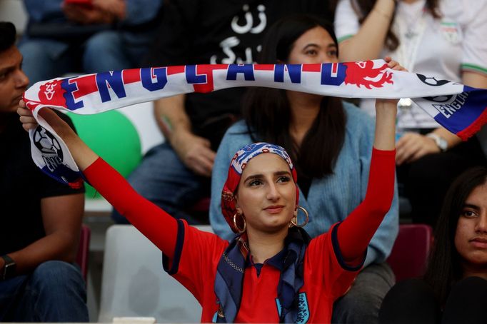 Soccer Football - FIFA World Cup Qatar 2022 - Group B - England v Iran - Khalifa International Stadium, Doha, Qatar - November 21, 2022
An England fan inside the stadium