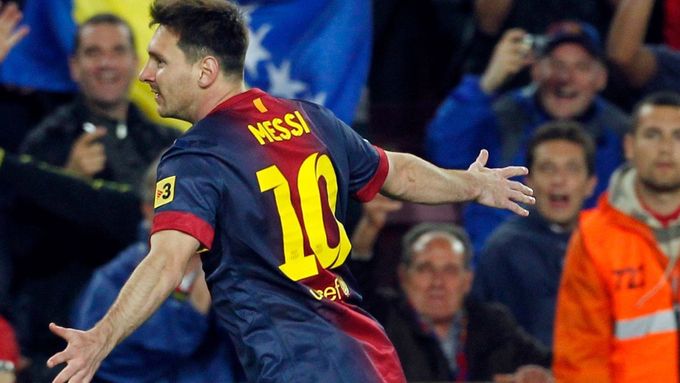 Lionel Messi se raduje z jednoho ze svých dvou gólů