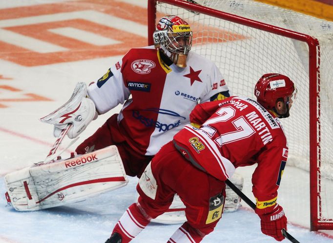 Utkání hokejové extraligy Slavia vs. Třinec