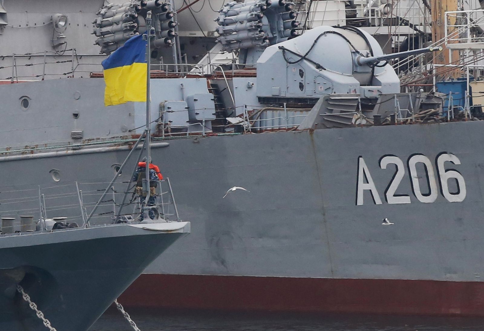 Ukrajinské lodě pobřežní stráže v přístavu v Oděse