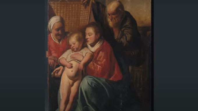 Obraz Jacoba Jordaense Svatá rodina.