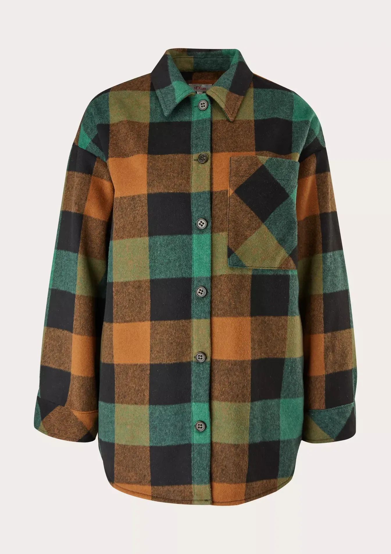 Károvaná košilová bunda s vlnou, žena