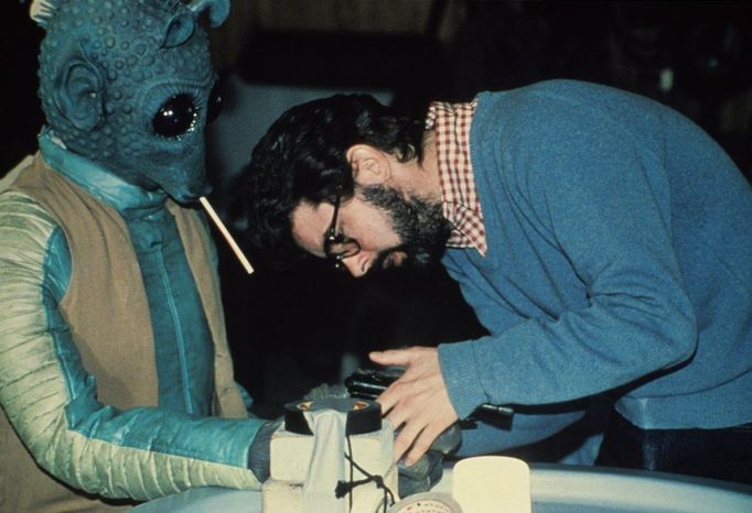 George Lucas při natáčení prvních Star Wars v roce 1977.