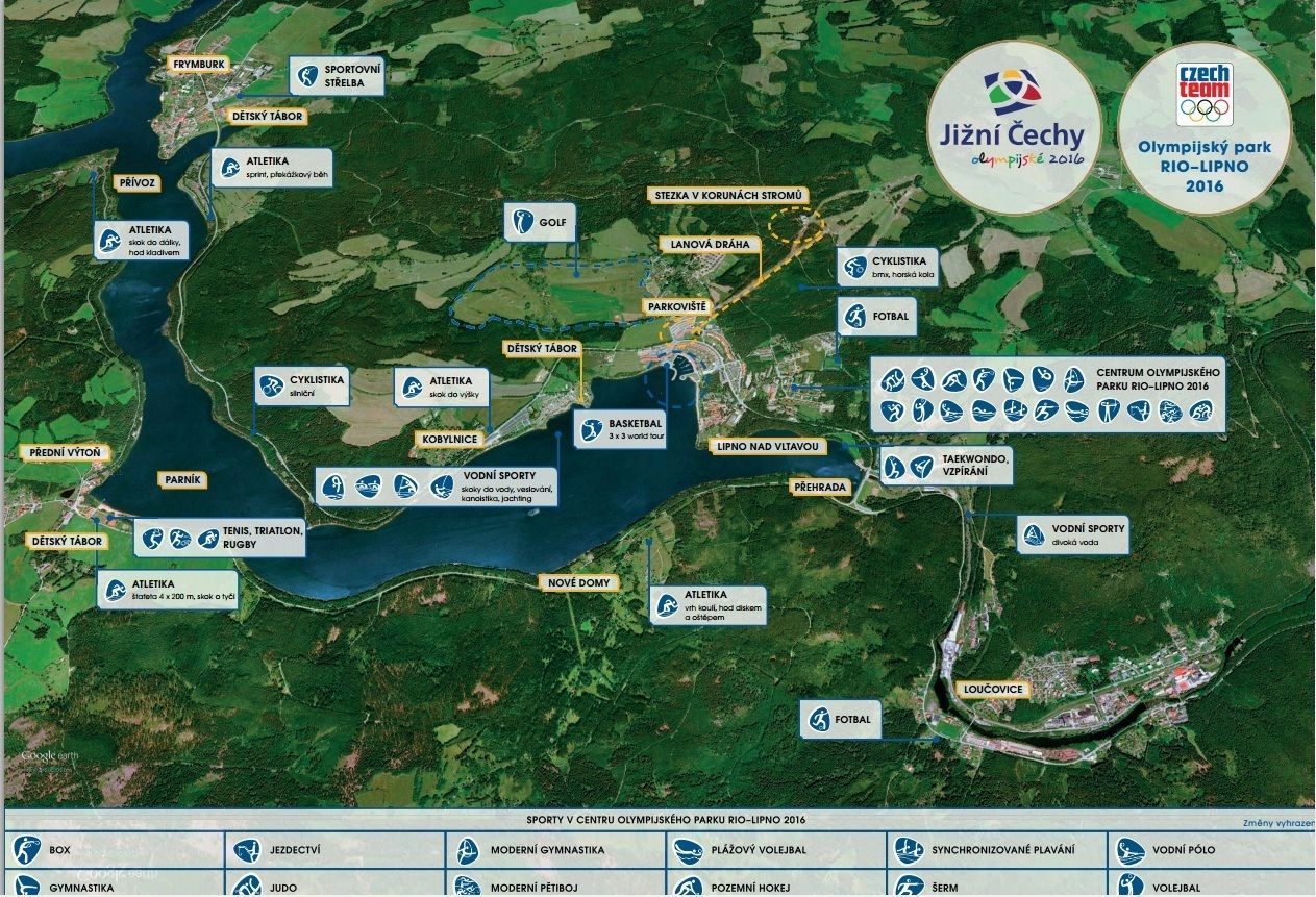 Mapa Olympijského parku na Lipně 2016