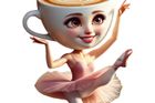 Ballerina Cappuccina je baletka s hlavou ve tvaru šálku kapučína.