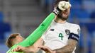 Shane Duffy in action with Slovakia’s Marek Rodák