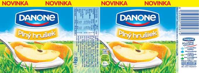 Původní etiketa jogurtu Plný ovoce od společnosti Danone.