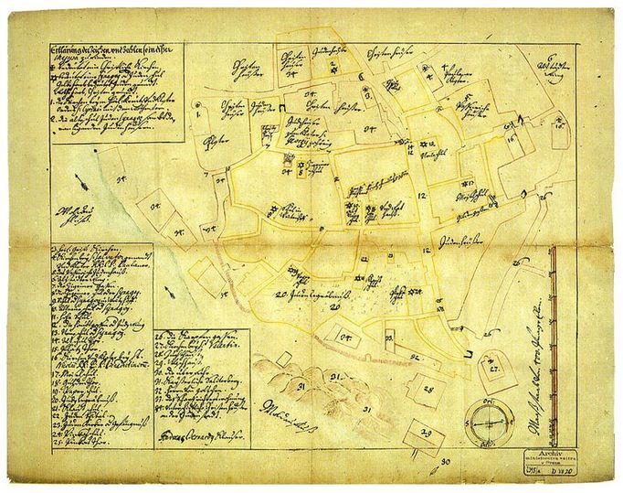 Židovské město patří mezi nejstarší pražské čtvrtě. Tento plán pochází z roku 1703