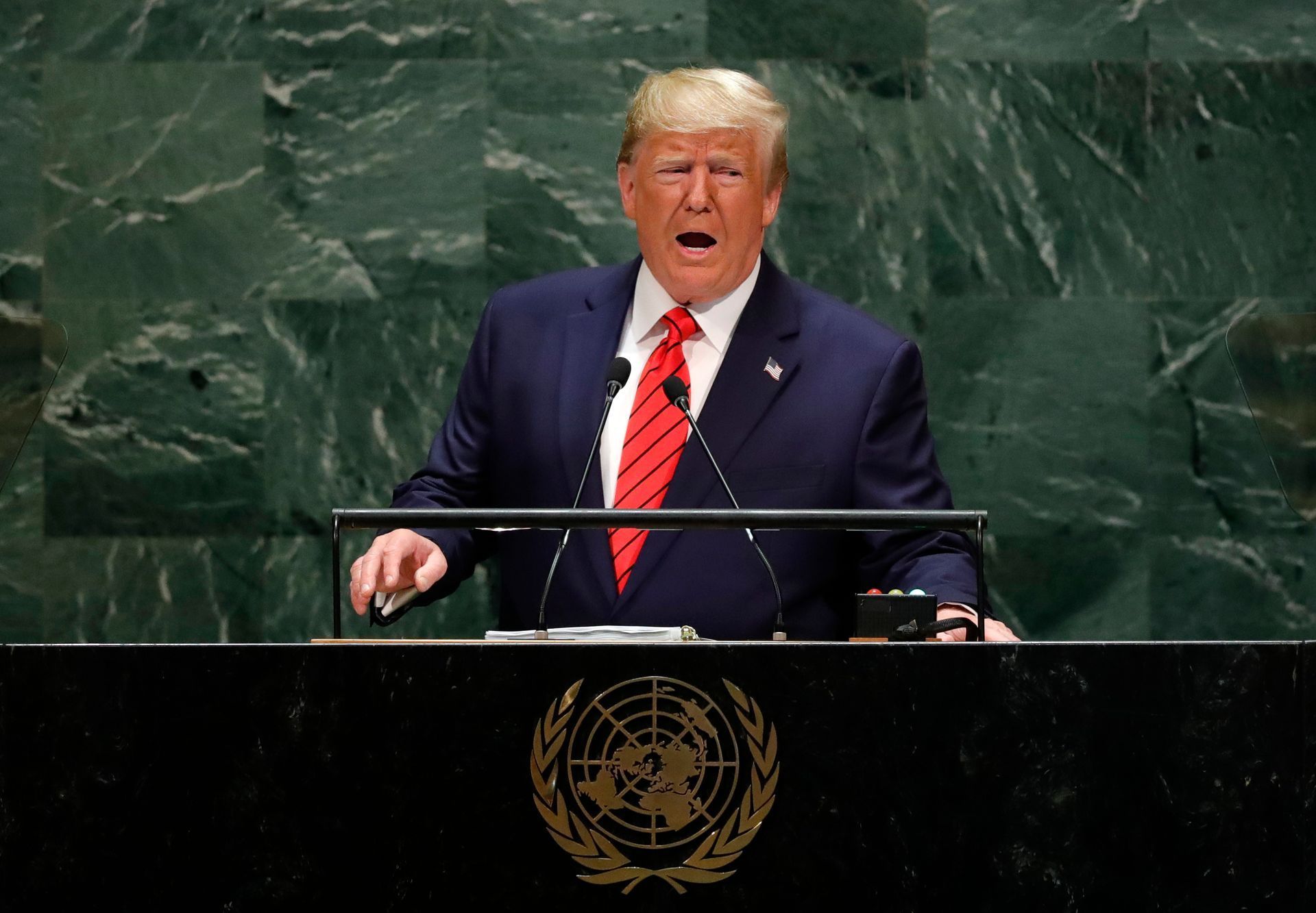 Americký prezident Donald Trump na půdě OSN.