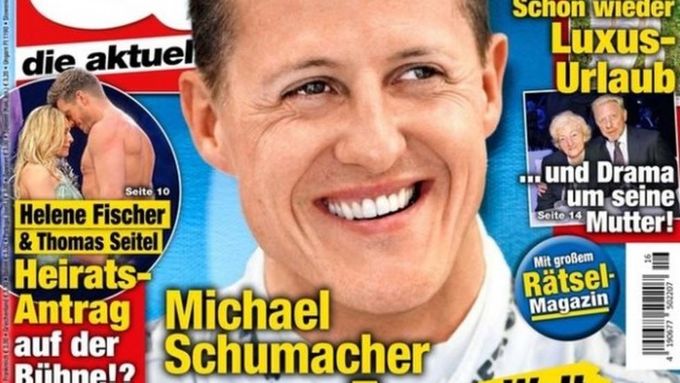 Titulní stránka časopisu Die Aktuelle s falešným rozvorem s Michaelem Schumacherem