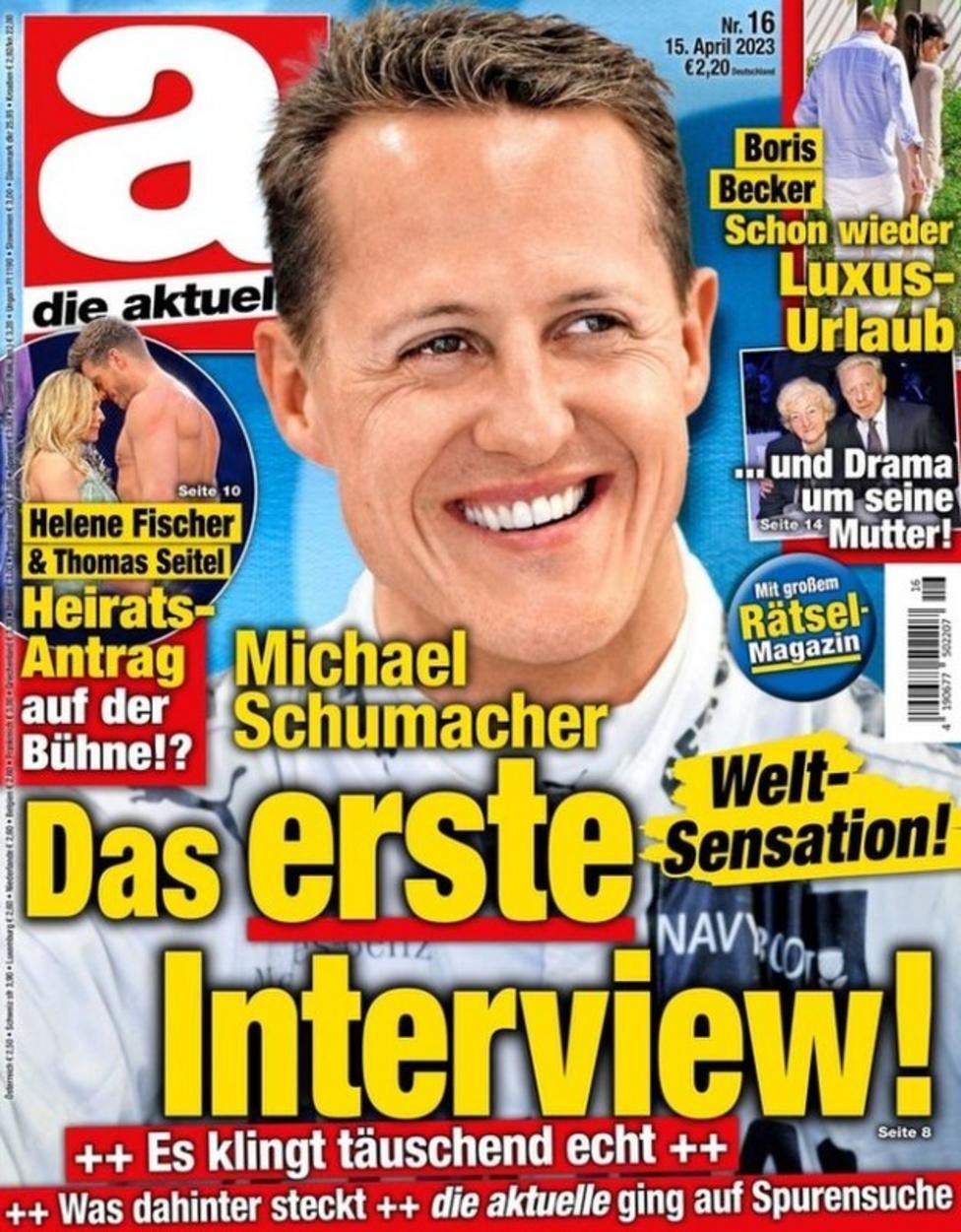 Titulní stránka časopisu Die Aktuelle s falešným rozvorem s Michaelem Schumacherem