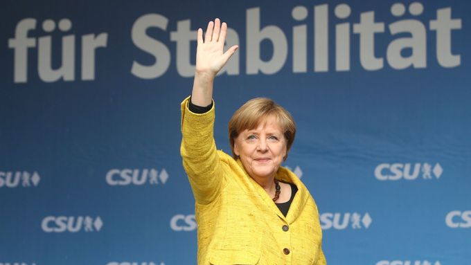 Kancléřka Angela Merkelová v závěru předvolební kampaně v září 2017.