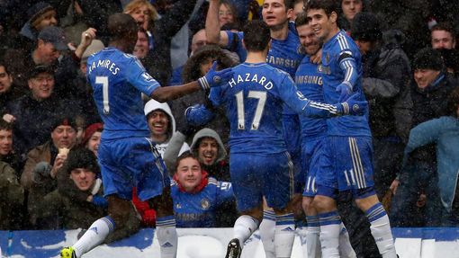 Hazard, Ramires, Oscar, Mata, Lampard v utkání Chelsea - Arsenal