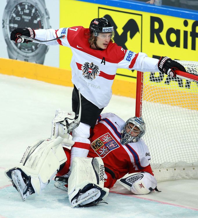 MS 2015, Česko-Rakousko: Ondřej Pavelec - Brian Lebler (7)