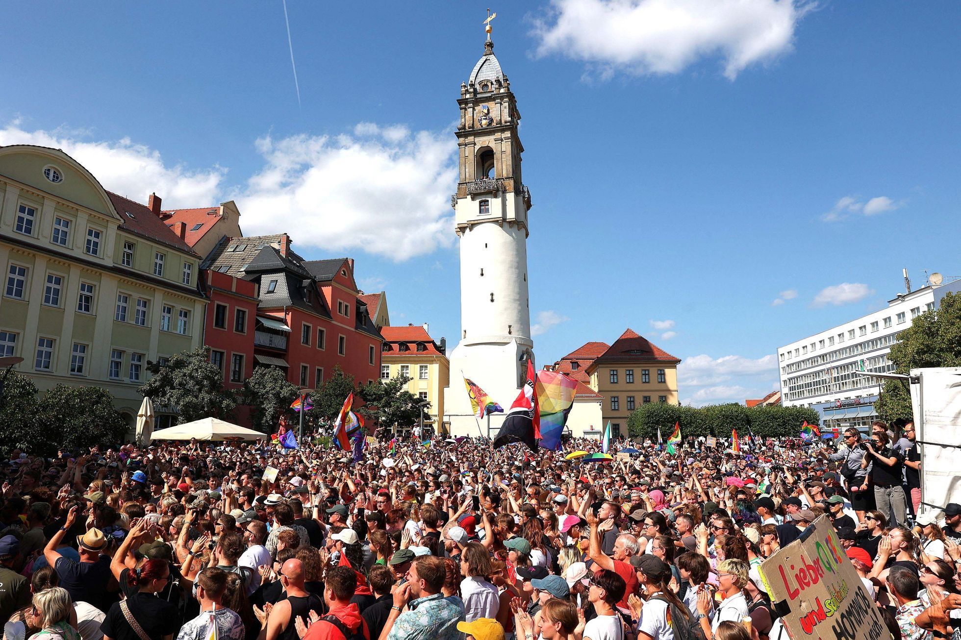 Německo, Budyšín, LGBT, neonacisté, demonstrace
