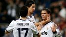 Liga mistrů: Real Madrid - Manchester United: Arbeloa (vlevo), Khedira a Cristiano Ronaldo