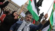 demonstrace za Palestinu Václavské náměstí Praha