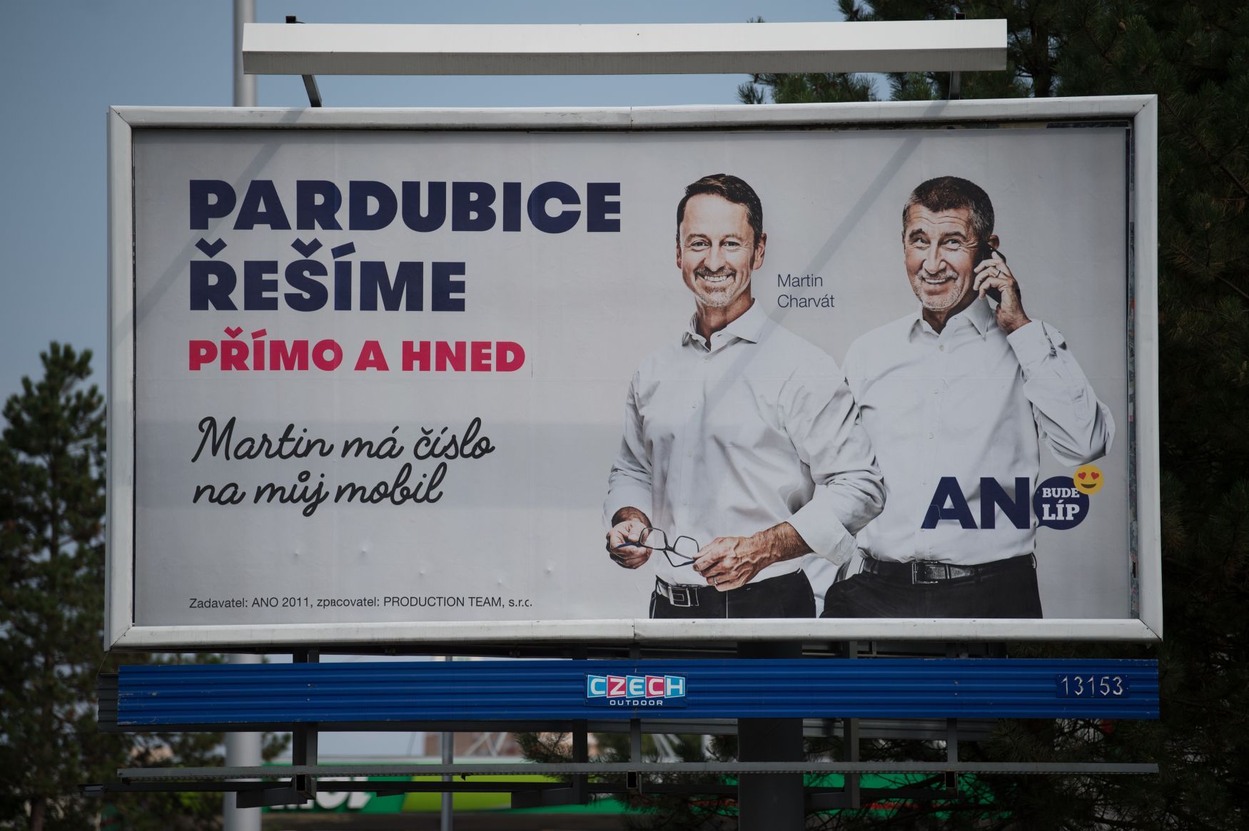 Babiš ANO billboard Pardubice komunální volby 2018