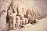Velký chrám v Abú Simbelu. Chrám byl objeven v roce 1813, v době Robertsovy cesty po Egyptě to byl tedy objev starý jen něco přes pětadvacet let.