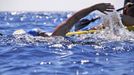 Endurance swimmer Diana Nyad swims in the Florida Straits between Cuba and the Florida Keys in this August 20, 2012 handout photo. After being delayed by a weather squall line late Sunday night and early Monday morning, her team reported that Nyad was back on course in her effort to be the first swimmer to transit the Florida Straits from Cuba to the Keys without a shark cage. REUTERS/Christi Barli/Diana Nyad/Florida Keys News Bureau/Handout. (UNITED STATES - Tags: PROFILE SPORT SOCIETY) NO SALES. NO ARCHIVES. FOR EDITORIAL USE ONLY. NOT FOR SALE FOR MARKETING OR ADVERTISING CAMPAIGNS. THIS IMAGE HAS BEEN SUPPLIED BY A THIRD PARTY. IT IS DISTRIBUTED, EXACTLY AS RECEIVED BY REUTERS, AS A SERVICE TO CLIENTS Published: Srp. 20, 2012, 10:15 odp.