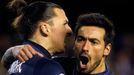 Liga mistrů, Valencie - Paris St. Germain: Zlatan Ibrahimovič  a Ezequiel Lavezzi (PSG)