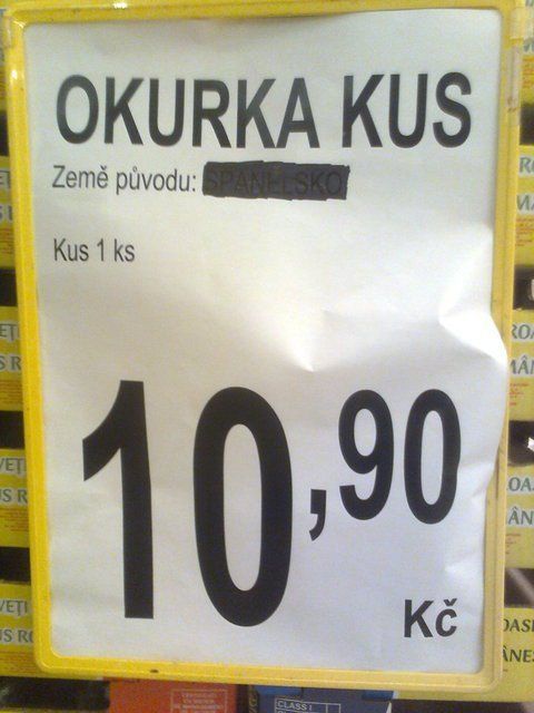 Okurky v českém supermarketu