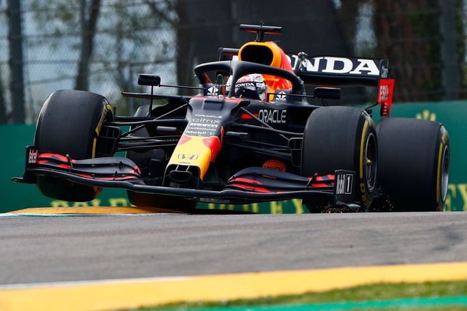 Max Verstappen v Red Bullu ve Velké ceně Emilia Romagny