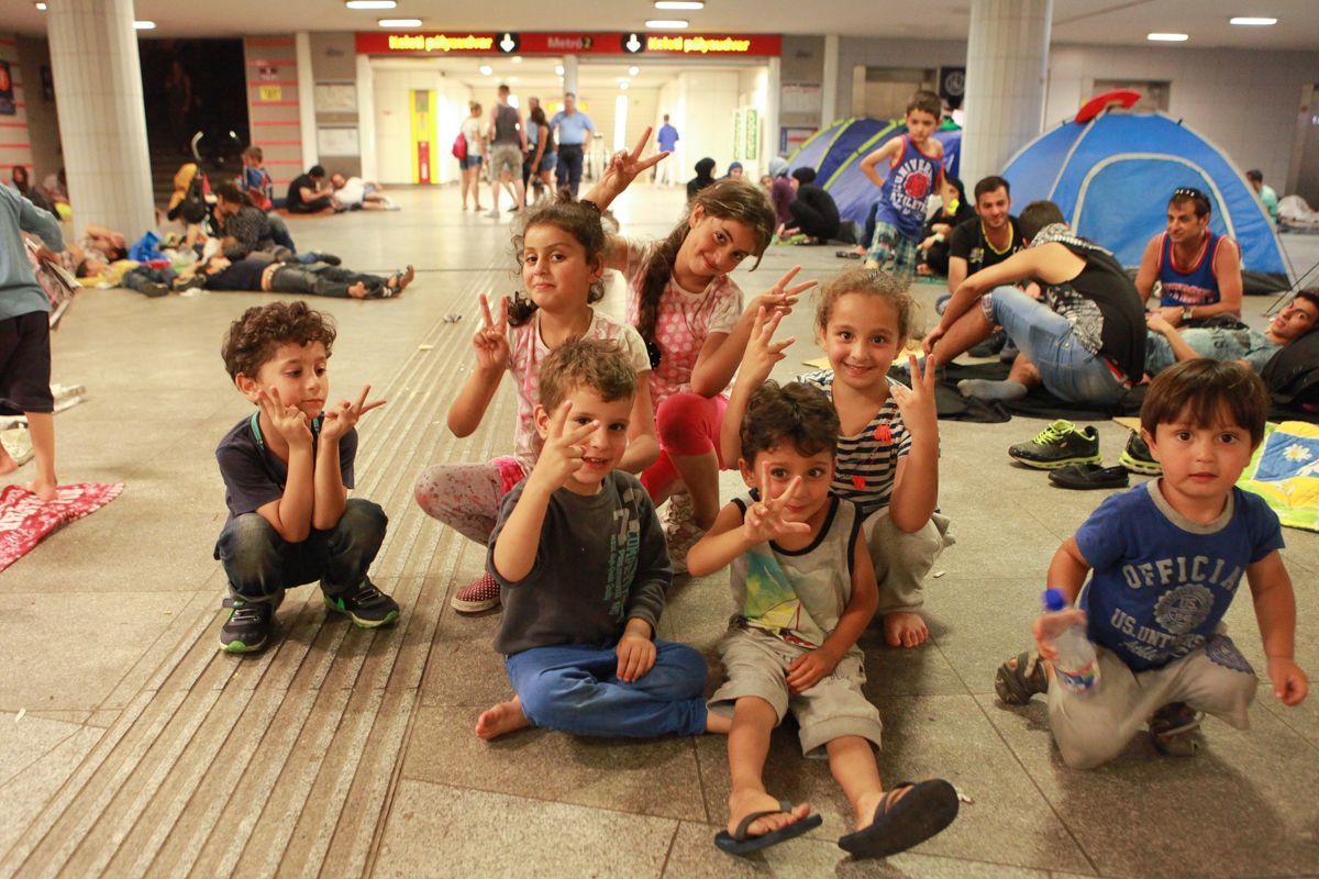 Nádraží Keleti v Budapešti - uprchlíci