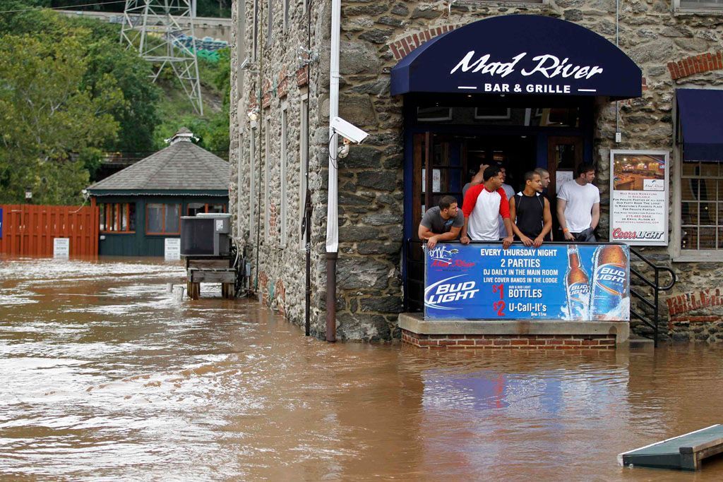 Následky hurikánu Irene na dolním Manhattanu